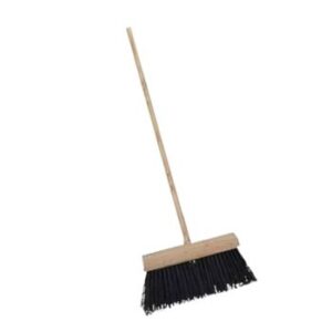 14” Black Yard Brush with Handle